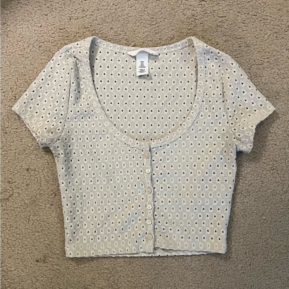 Cropped Eyelet Top
